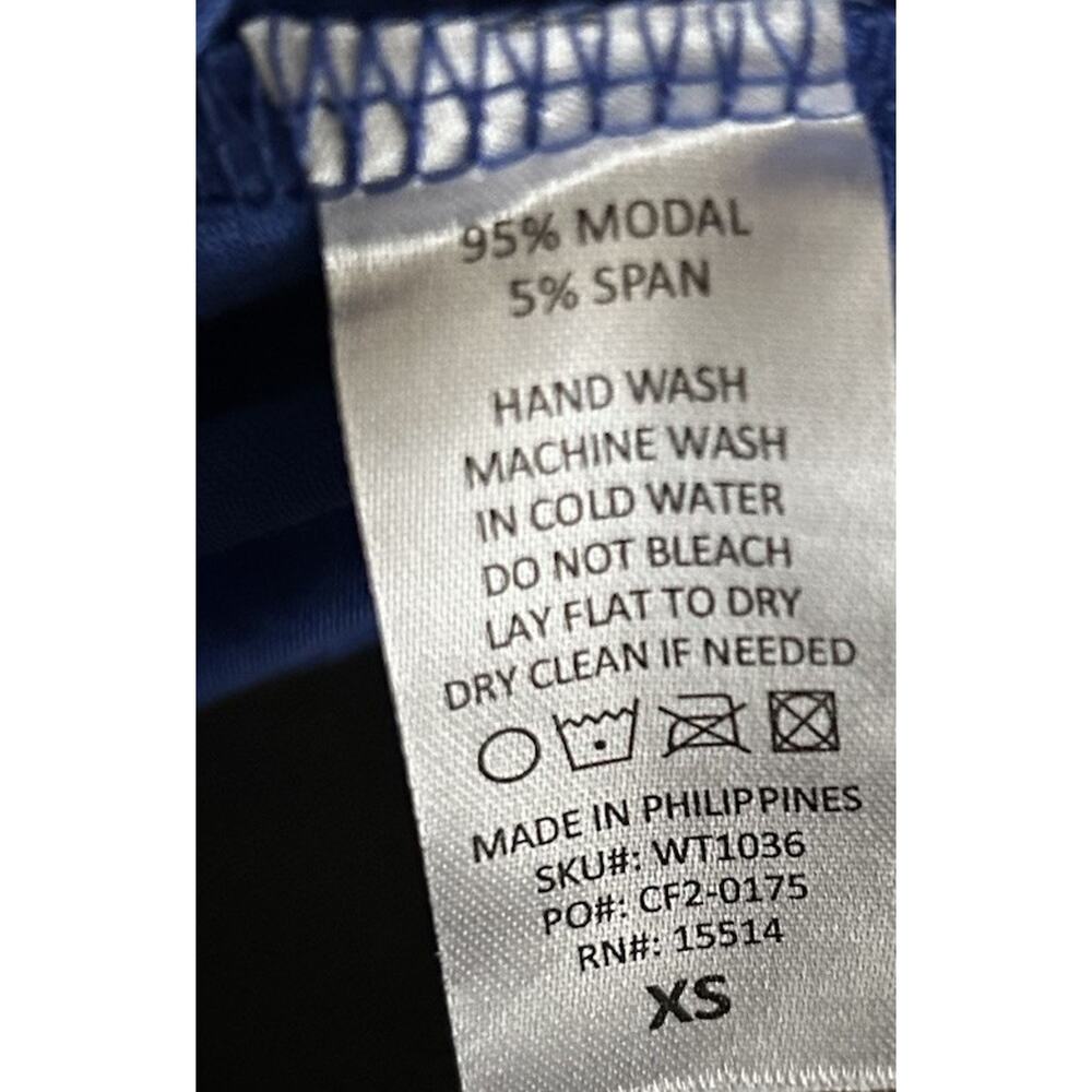 Made By Johnny Women's Casual Solid Short Sleeve V Neck‎ Shirring Top Blue XS - Picture 4 of 4